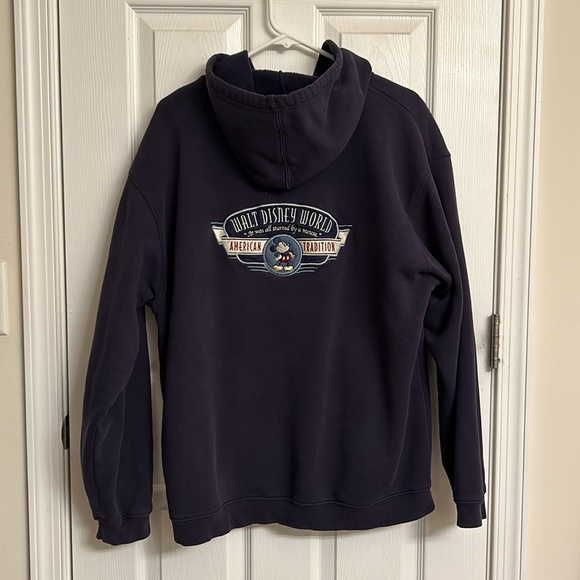 Vintage Navy Blue Disney Walt Disney World Full-Zip Hoodie Cotton-blend Large - Picture 2 of 13